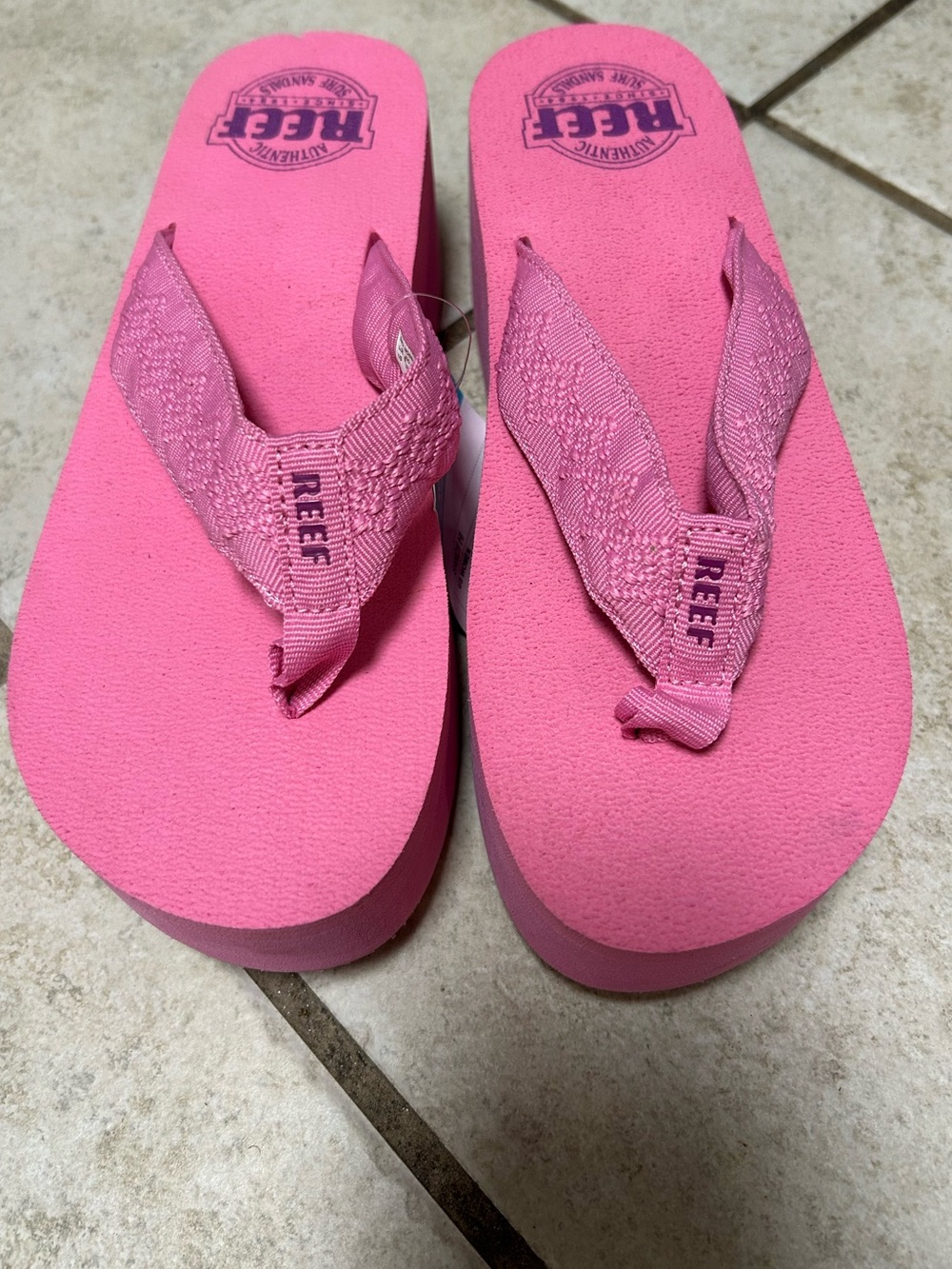 Reef Hot Pink Platform Flip Flops with Fabric Straps